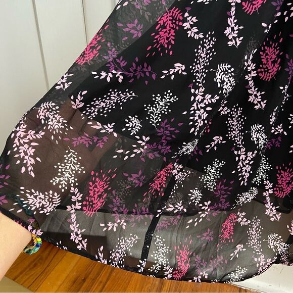 Lane Bryant Black Asian Floral Ruffled Tiered Maxi Dress Plus Size Boho Romantic - Picture 13 of 15